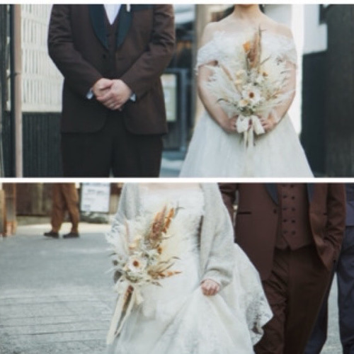 ホワイトゴールドドライフラワースワッグ ドライフラワーブーケ