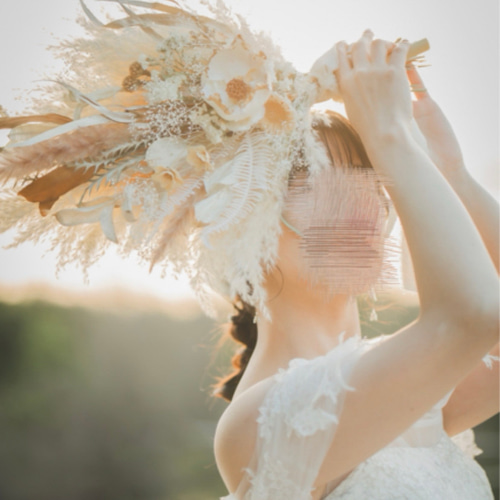 ホワイトゴールドドライフラワースワッグ ドライフラワーブーケ