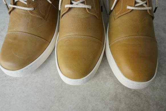★50%OFF SALE★メンズ★経年変化が楽しめるオイルレザースニーカー/イエローベージュ/本革  R1296974466(9854円)