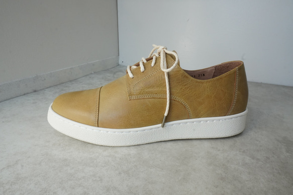 ★50%OFF SALE★メンズ★経年変化が楽しめるオイルレザースニーカー/イエローベージュ/本革  R1296974466(9854円)