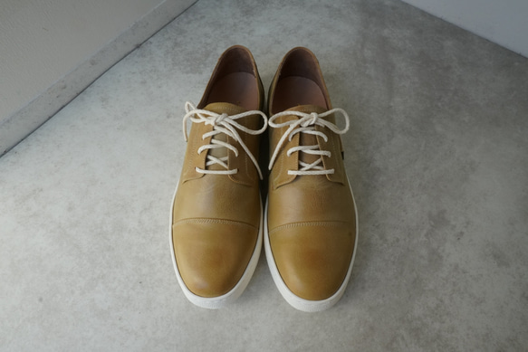 ★50%OFF SALE★メンズ★経年変化が楽しめるオイルレザースニーカー/イエローベージュ/本革  R1296974466(9854円)