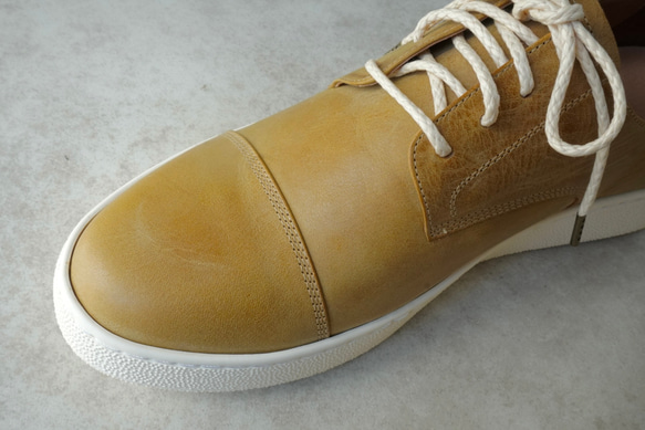 ★50%OFF SALE★メンズ★経年変化が楽しめるオイルレザースニーカー/イエローベージュ/本革  R1296974466(9854円)