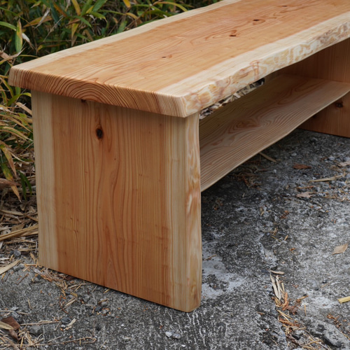 送料無料】杉の耳付き一枚板のベンチ 〜テレビ台にもおすすめです  