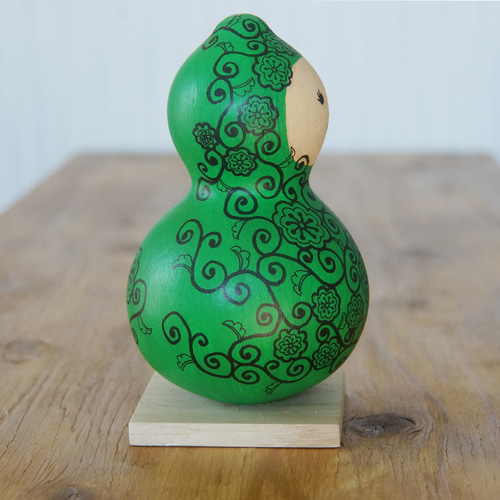 ひょうたんアート 緑色の花唐草 その他置物 gane工房 通販 18096409