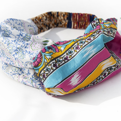 フランス製ハンドメイドヘッドバンド/カラフルフラワーヘッドバンド