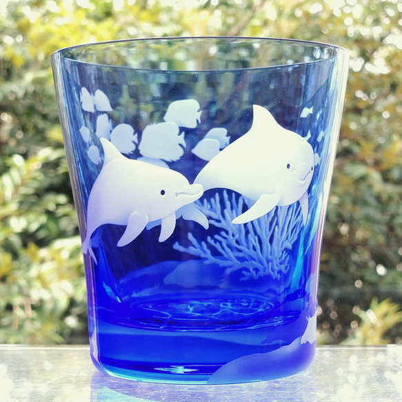 うめこ◆ステンドグラスフラワーベース◆イルカ・クマノミ・ウミガメ・サンゴ うめこ◇ステンドグラスフラワーベース◇イルカ・クマノミ