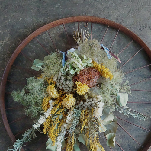 スモークツリースワッグ】スモークツリー×ミモザのドライフラワー