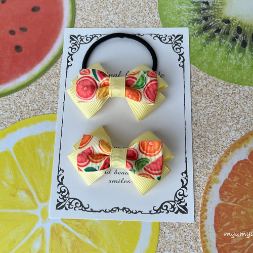 ベビーヘアクリップ　ハンドメイド　ヘアピン　ヘアゴム　りんご　れもん ベビーヘアクリップ ハンドメイド ヘアピン ヘアゴム りんご れもん