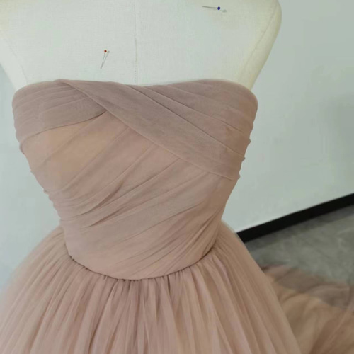 エレガント あんこピンク カラードレス カラードレス チュールスカート  