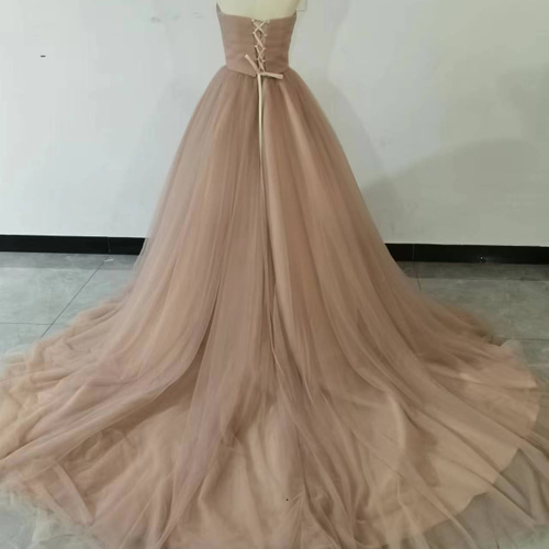 エレガント あんこピンク カラードレス カラードレス チュールスカート  