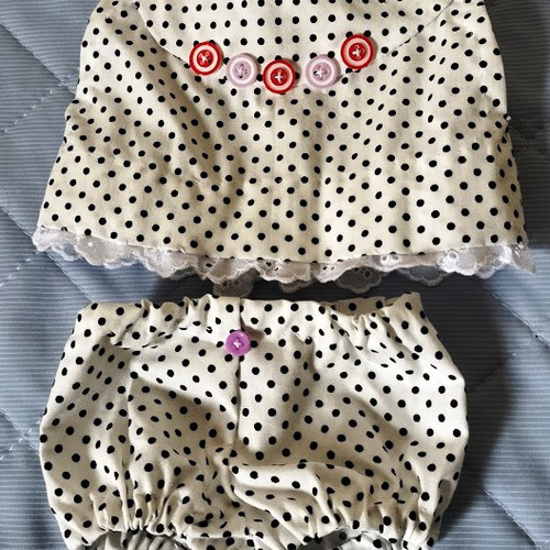 ぽぽちゃん☆手縫いのアンサンブル（白地） その他人形 よねごんばぁば  