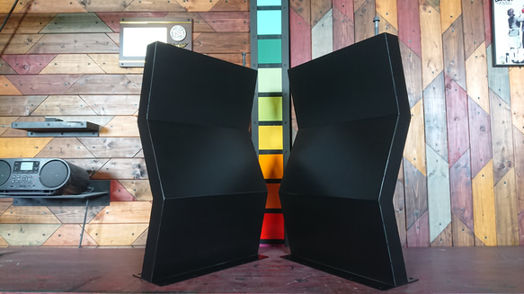 マットブラックでアイアンなBOX鉄脚♪ 50×400×650mm S型 2脚ver  