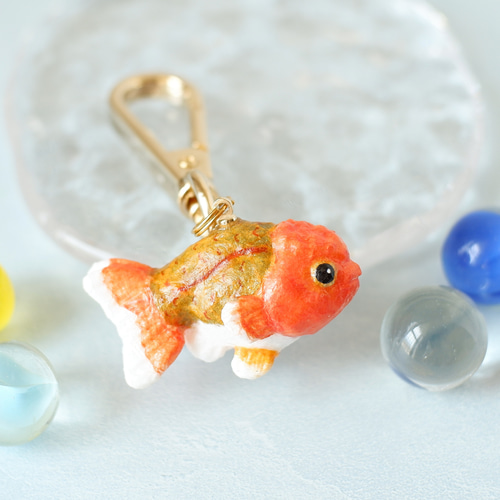 和紙小物/キーホルダー『金魚（ランチュウ）』魚 キーホルダー 和紙