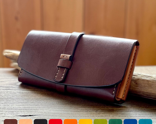 ロングウォレット 刻印サービス付［全10色］／本革 レザー 長財布