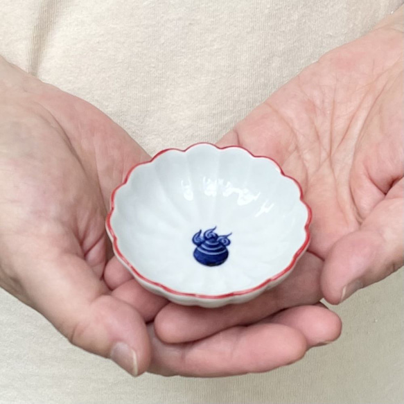 染付宝珠輪花豆皿【京焼・清水焼】 薬味皿・豆皿 京焼・清水焼窯元 松