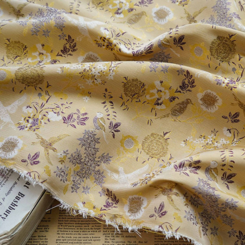 シックな花鳥模様 花柄 ジャカード生地 [4417] 生地 ruusu 通販