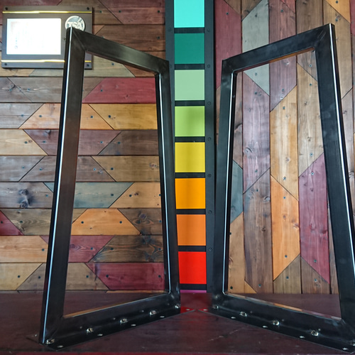 無塗装でアイアンな極細鉄脚♪ 20×400（床面300）×650mm 台形型 2脚ver  