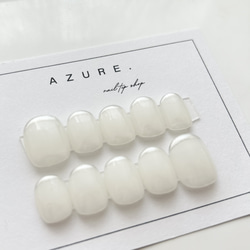 フレンチネイルホワイトネイルミラーネイルシルバーネイル乳白色ネイルシンプルツヤネイルぷっくりネイルチップ短め長め振袖冬春 2枚目の画像