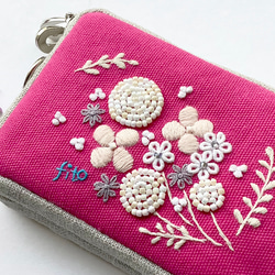 カードポーチ「花花 PK」　　イヤホンケース　ミニ財布 3枚目の画像