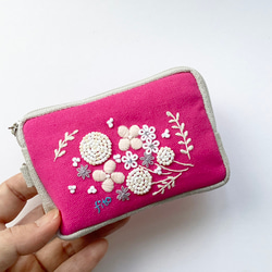 カードポーチ「花花 PK」　　イヤホンケース　ミニ財布 2枚目の画像