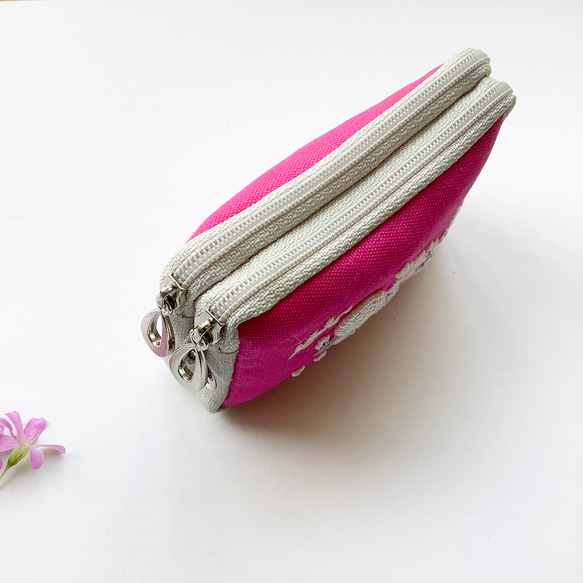 カードポーチ「花花 PK」　　イヤホンケース　ミニ財布 5枚目の画像
