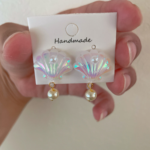 再販15回目】貝殻 シェル キッズイヤリング kidsイヤリング 揺れる