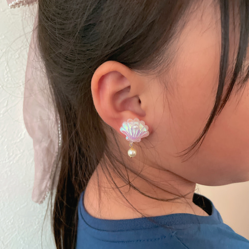 再販13回目】貝殻 シェル キッズイヤリング kidsイヤリング 揺れる