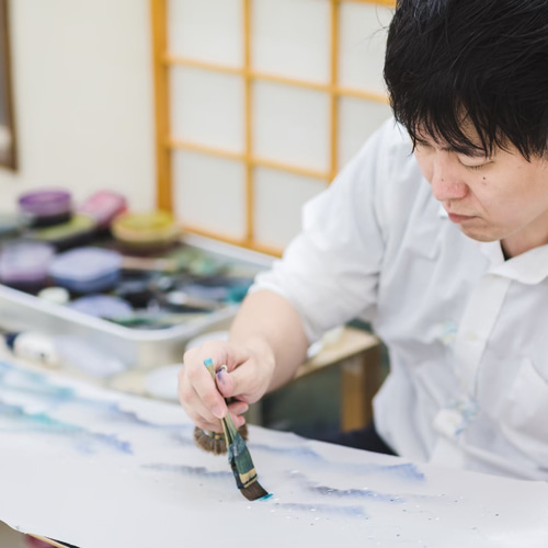一点もの手描き和紙扇子『青の世界』 その他ファッション雑貨