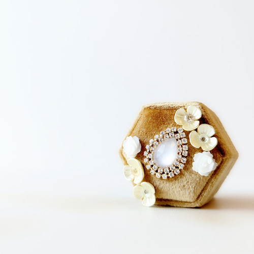 リングボックス 指輪ケース ジュエリーボックス モアサナイト シトリン