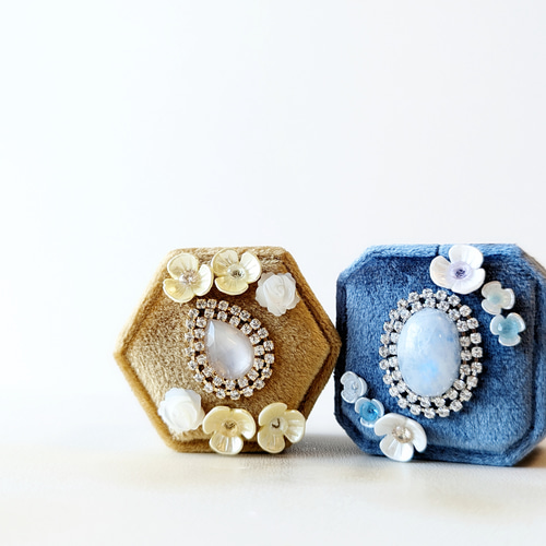 リングボックス 指輪ケース ジュエリーボックス モアサナイト シトリン