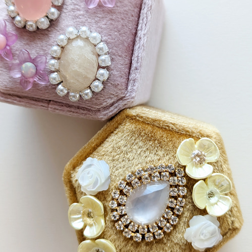 リングボックス 指輪ケース ジュエリーボックス モアサナイト シトリン