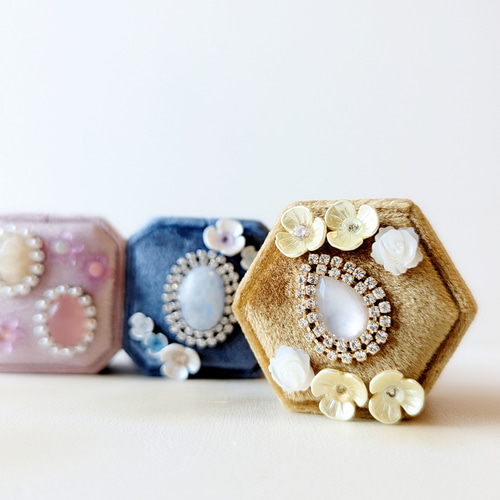 リングボックス 指輪ケース ジュエリーボックス モアサナイト シトリン