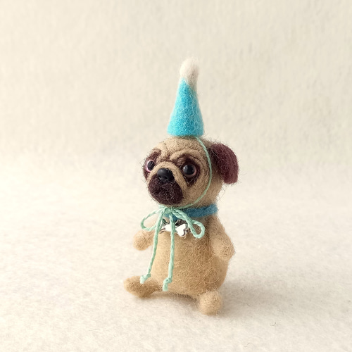 羊毛フェルトミニチュアパグ犬/ケース付き,ドールハウス,ブライス 羊毛