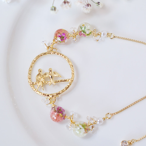 フラワーブレスレット サイズ調整可能 ゴールド 花 金属