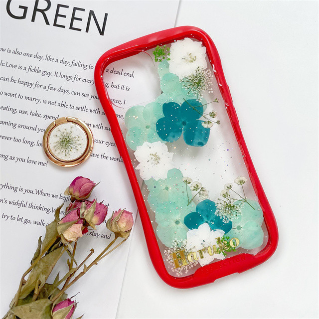 紫陽花iFace風押し花ケース、iPhoneのみ対応、手帳型、iPhone15、iPhone15pro、iPhone16