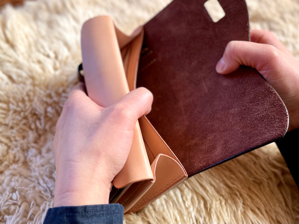 バイカー ロングウォレット［カービング・ナチュラル］／本革 レザー 長財布 ヴァイキング 北欧 1室