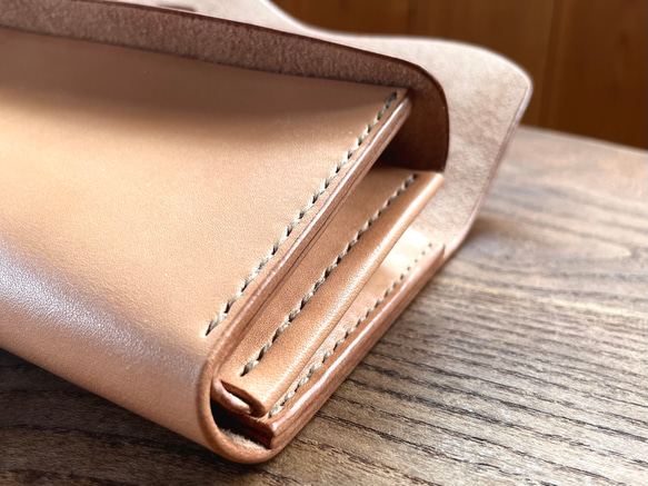 バイカー ロングウォレット［カービング・ナチュラル］／本革 レザー 長財布 ヴァイキング 北欧 1室