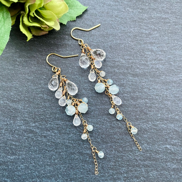 送料無料】 14kgf 天然石の氷♪ 水晶 宝石質レインボームーンストーン  