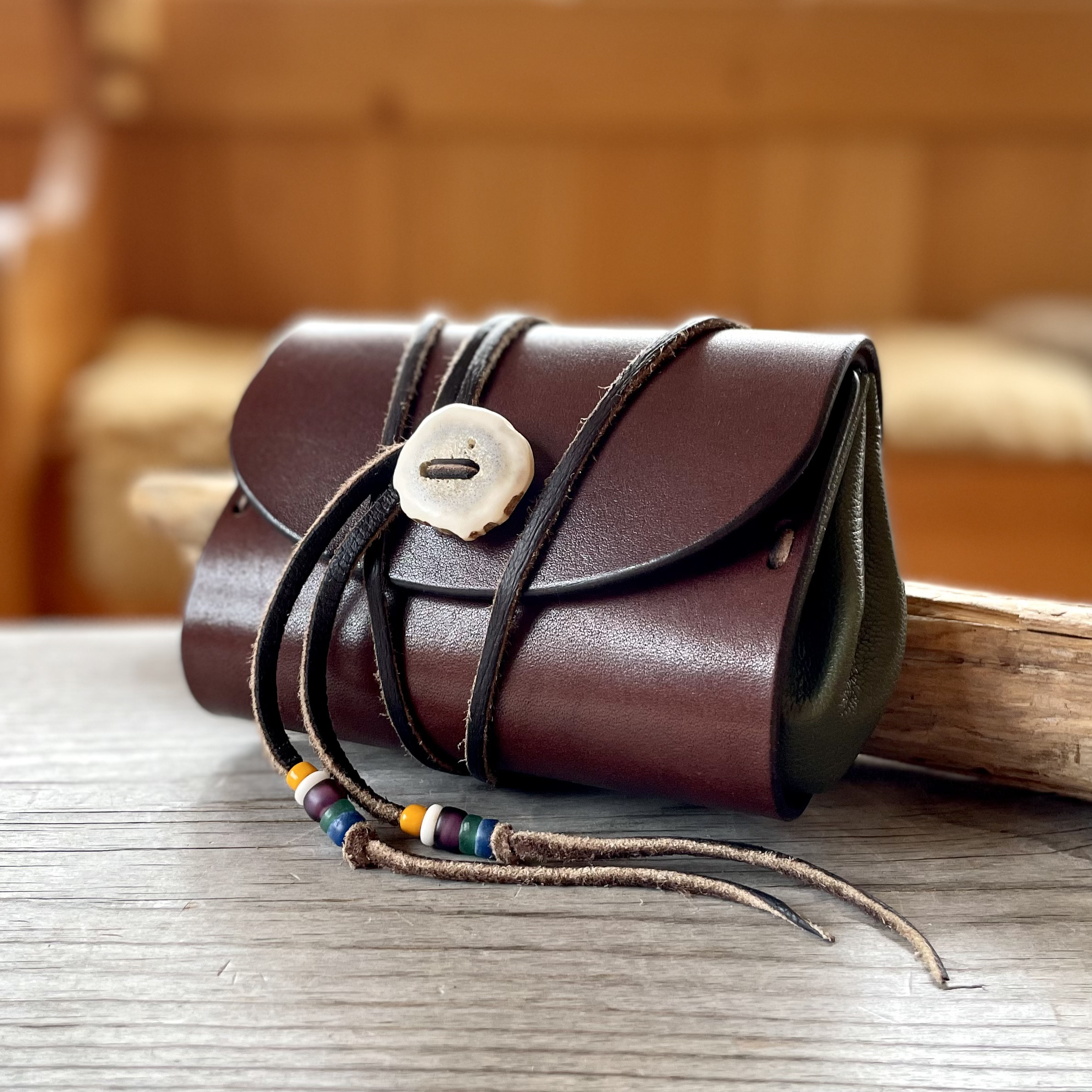 ヴァイキング ウォレット 刻印サービス付［ブラウン×オリーブ］／本革 レザー アコーディオン財布 ヴァイキング 北欧