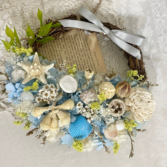 少し大きめ 水色のシェルハーフリース9（英字新聞を添えて  