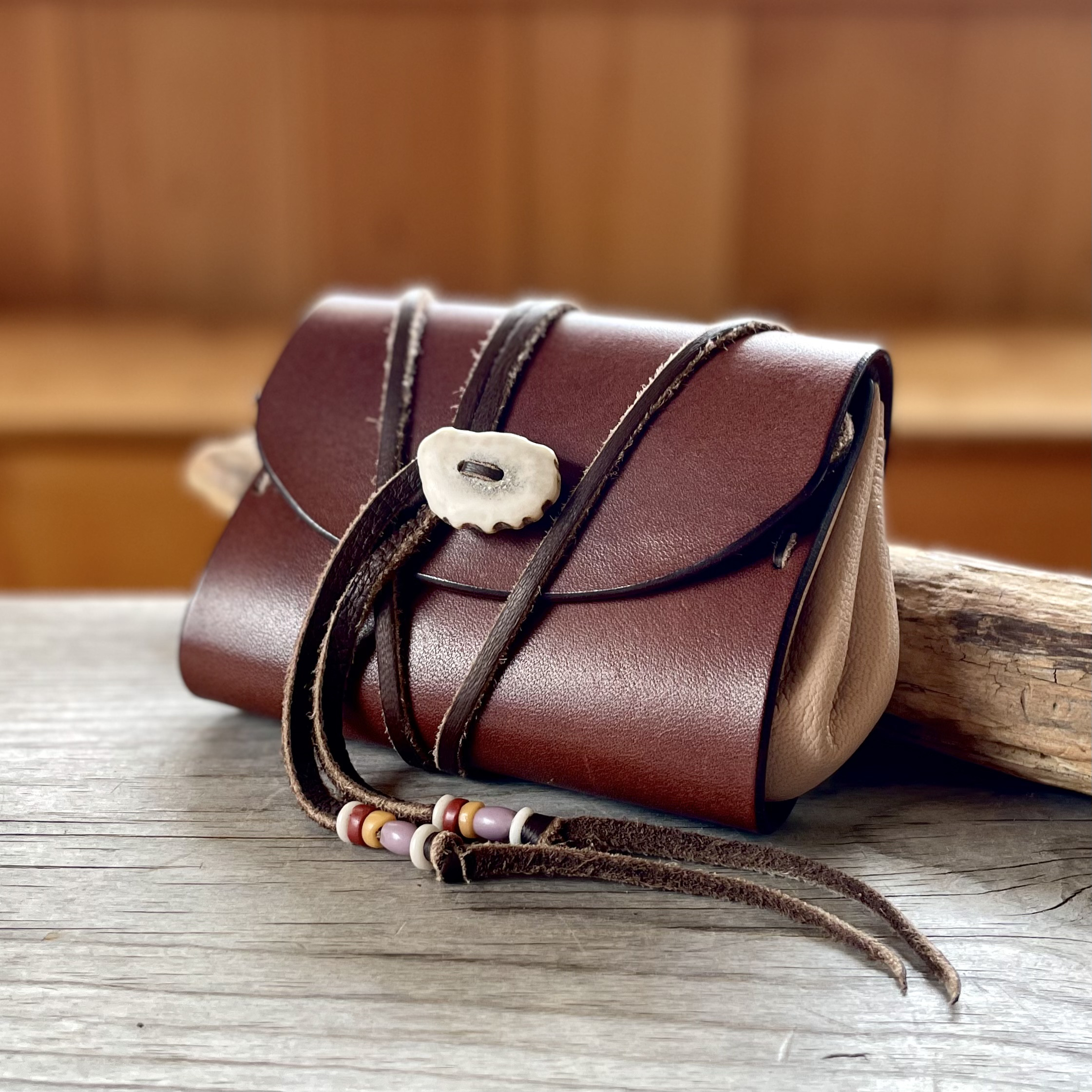 ヴァイキング ウォレット 刻印サービス付［ブラウン×クリーム］／本革 レザー アコーディオン財布 ヴァイキング 北欧