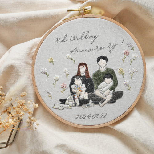 手刺繍で紡ぐ似顔絵ボード 雑貨・その他 dechi dechi 通販