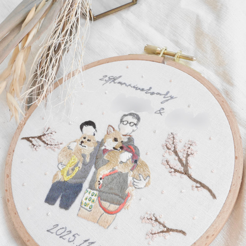 手刺繍で紡ぐ似顔絵ボード 雑貨・その他 dechi dechi 通販 18098142