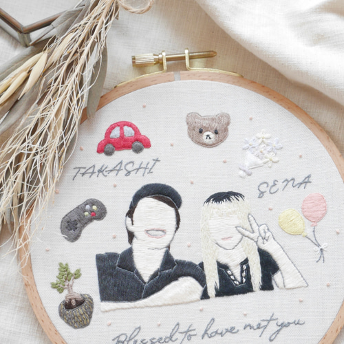 手刺繍で紡ぐ似顔絵ボード 雑貨・その他 dechi dechi 通販 18098142