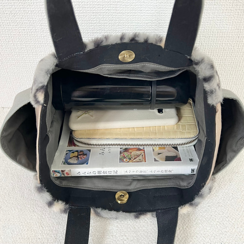 Sサイズ】グレー 豹柄 バッグ 8号倉敷帆布使用 手提げバッグ