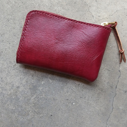 【ハンドメイド】エイジングを楽しめる黒ヌメ革のマネークリップ赤ステッチ 黒革赤ステッチのミニマリスト財布1型をつくる | kumosha