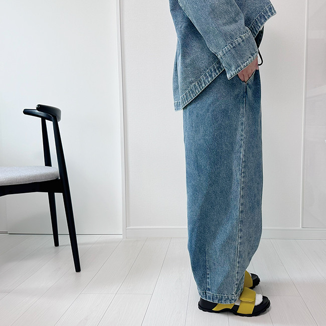 【数量限定新作再販】XS/S/M/Lサイズ♪丈選べる♪ヴィンテージ風合い国産デニムバルーンイージーパンツ24044DM