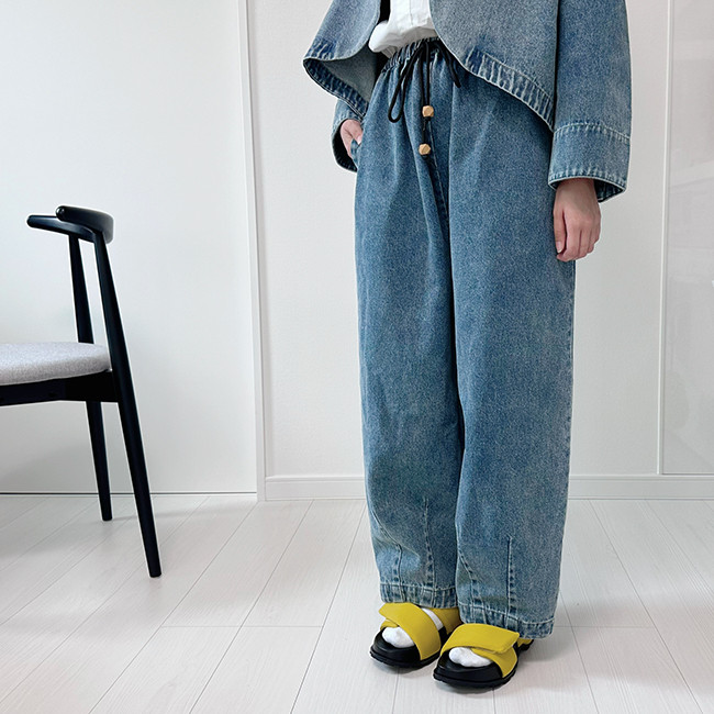 【数量限定新作再販】XS/S/M/Lサイズ♪丈選べる♪ヴィンテージ風合い国産デニムバルーンイージーパンツ24044DM