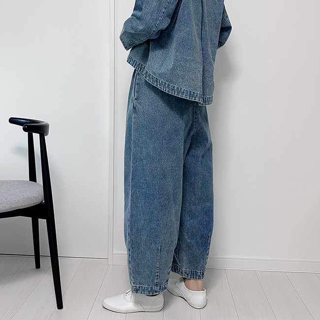 【数量限定新作再販】XS/S/M/Lサイズ♪丈選べる♪ヴィンテージ風合い国産デニムバルーンイージーパンツ24044DM