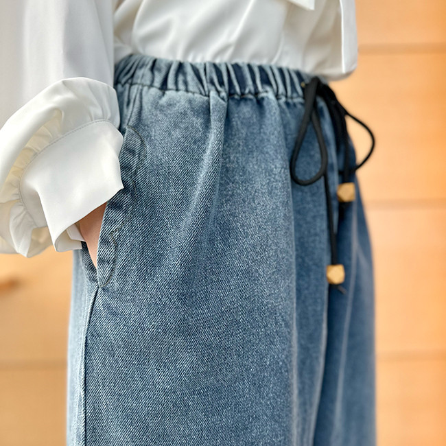 【数量限定新作再販】XS/S/M/Lサイズ♪丈選べる♪ヴィンテージ風合い国産デニムバルーンイージーパンツ24044DM